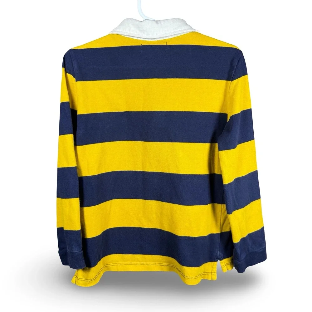 US Polo Assn Toddler Boy Rugby Shirt 5T Long Sleeve Striped Yellow Blue Polo - Picture 2 of 8
